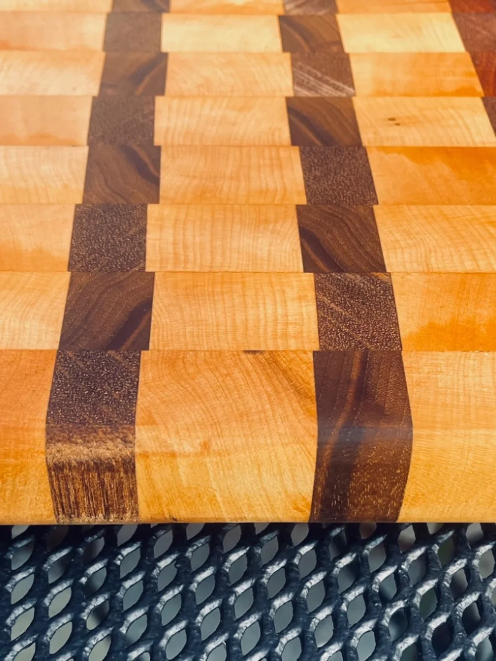 Hand Made End Grain Cutting Board- 100% Reclaimed Maple and Walnut